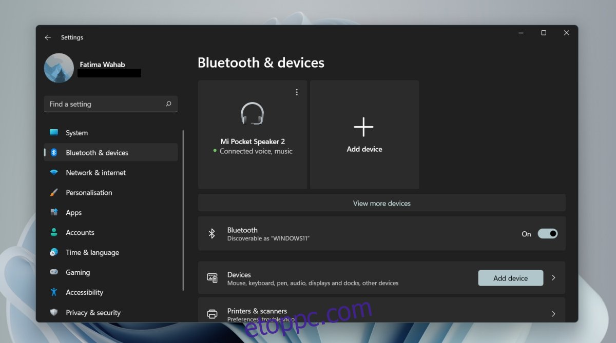 Bluetooth-eszköz Windows 11 rendszeren