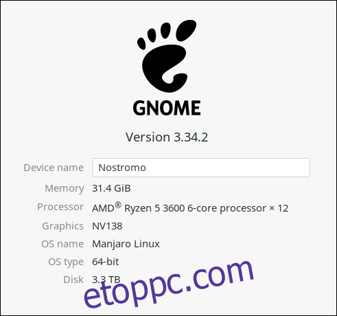 A GNOME beállítások 