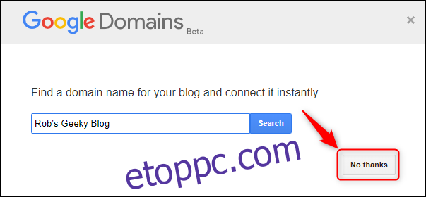 A Google Domains panelen 