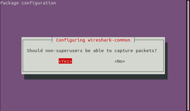Az opció képernyő, amely lehetővé teszi a nem root felhasználók számára a Wireshark futtatását 