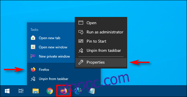 Windows 10 rendszerben kattintson a jobb gombbal a tálca ikonjára, majd kattintson a jobb gombbal a parancsikonra, és válassza a lehetőséget 