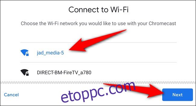 Válassza ki a Wi-Fi hálózatot, érintse meg a 