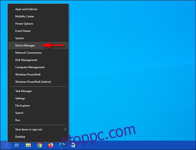 A Windows 10 Power User menüjében kattintson a gombra 
