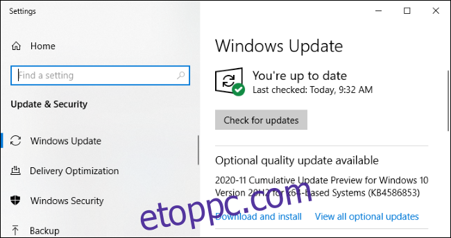A Windows Update egy 